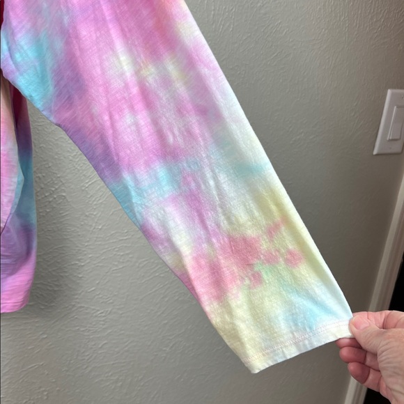 Belle Kim Gravel Colorful Tie Dye Slub Knit Long Sleeve Open Front Shrug 3X - Picture 3 of 8